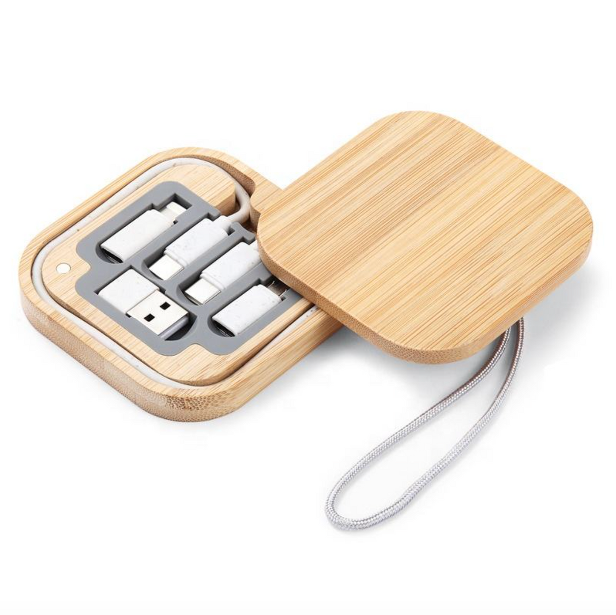 Bamboo Charging Cable Gift Set – 6-in-1 Multi-Device Charging Kit