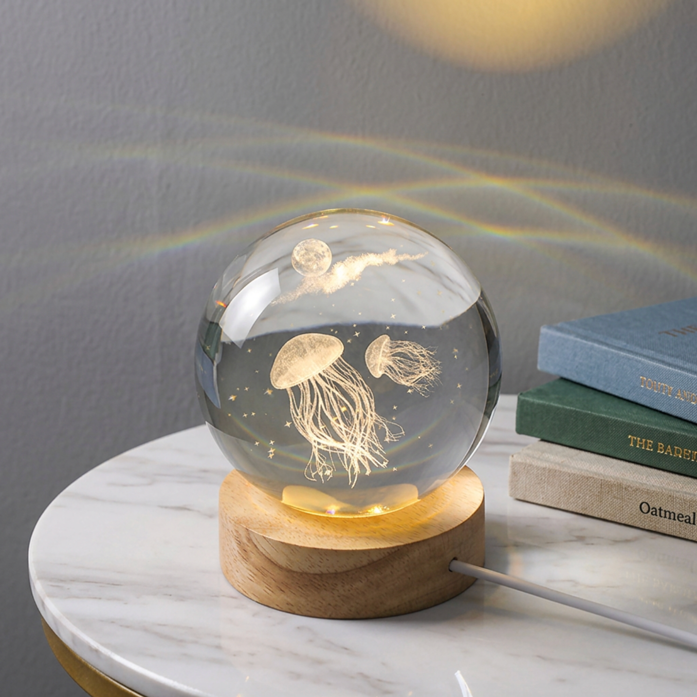 3D Engraved Crystal Globe – Illuminated Glass World Globe Decorative Gift
